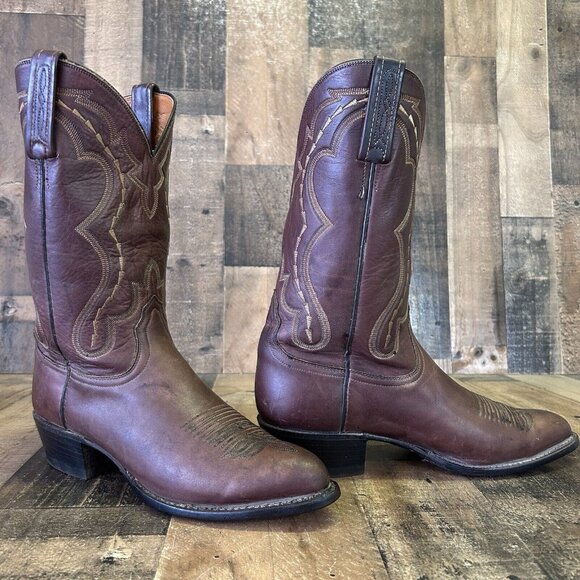 Lucchese 2000 Brown T0056J4 Western Cowboy Boots Mens 7 EE - Picture 5 of 12